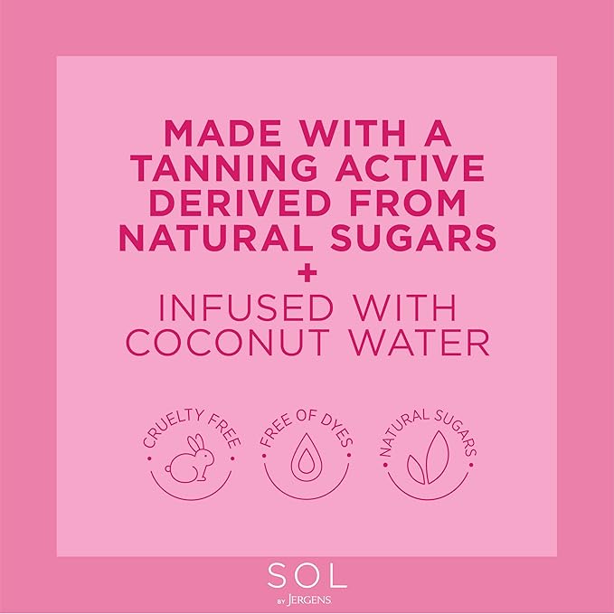 SOL by Jergens Full Body Self Tanner Towelettes, Streak-free Natural-Looking Sunless Tanning Wipes, 6 Count, Infused with Coconut Water and Vitamin E, Sun-inspired Color in 4 Hours