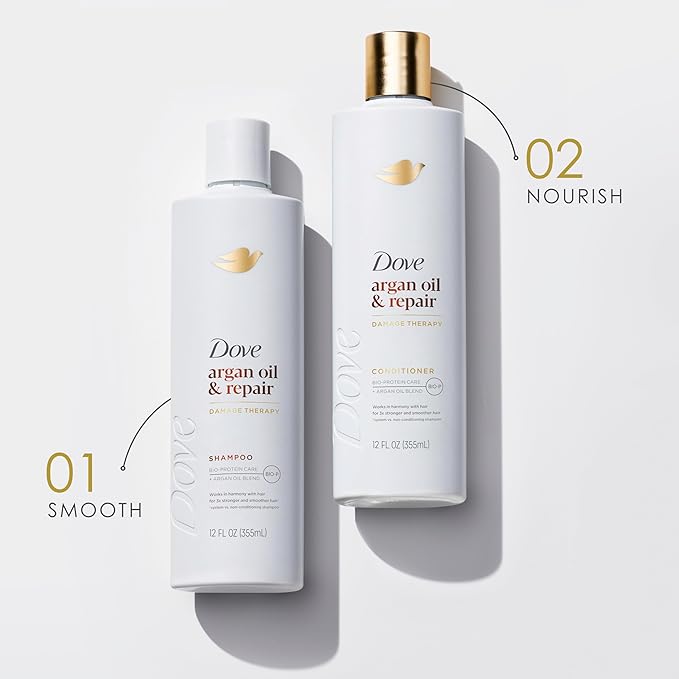 Dove Conditioner Argan Oil & Repair for Fine Hair with Bio-Protein Care Technology and Argan Oil Blend 12 Fl Oz