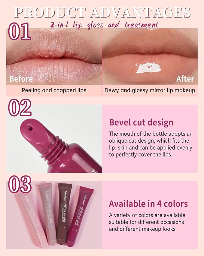 Tinted Lip Balm-1Pcs Pink Peptide Hydrating Lip T