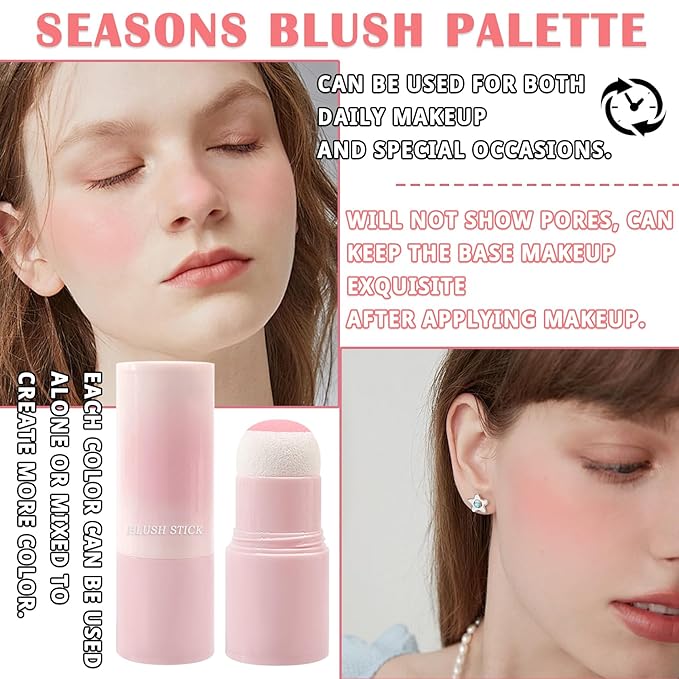 Matte Contour Blush Stick for Cheeks and Face - Buildable Shimmer Facial Blusher Shades - Blendable Cosmetic Makeup 02