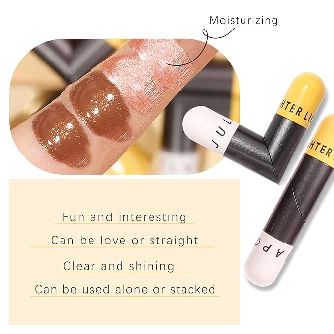 Liquid Highlighter Double-Headed Face Body Shimmer and Glitter Highlighter (Pink&Brown)