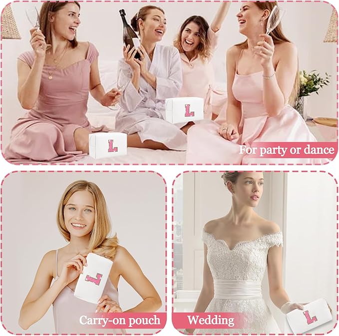 Initial letter patch makeup bag,