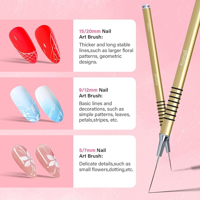 Nail art liner brushes, 6pcs