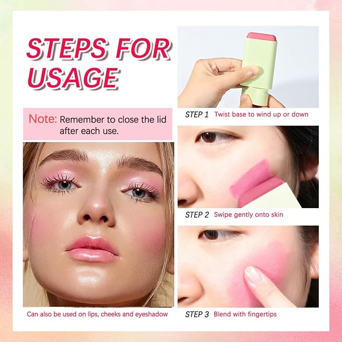 Blush Stick, Cream Blush Stick for Cheeks &