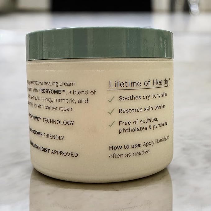 Yobee Body & Face Moisturizing Cream for Dry, Sensitive Skin | Probiotic extracts, Honey, Turmeric, Vitamin B12, Ceramides, Shea Butter | Fragrance Free | For Kids & Adults (1)