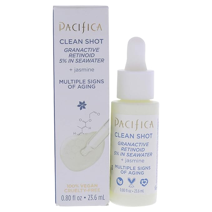Face Serum by Pacifica - Clean Shot Granactive Retinoid 5% Solution – Anti-Aging Facial Serum with Advanced Retinoid Complex for Fine Lines & Smoother Texture, Vegan & Cruelty-Free, 0.8 Oz