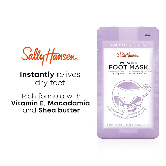 Sally Hansen Spa Collection, Hydrating Foot Mask, Soothing Socks for Dry Feet, Includes Vitamin E, Macadamia and Shea Butter