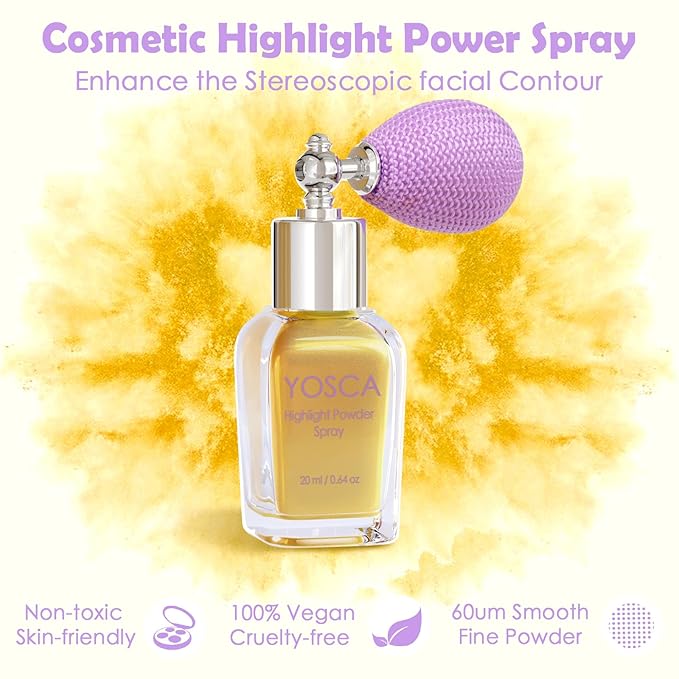 Yosca Highlighter Powder Spray, 20ML Cosmetic Grade Shimmer 20ML
