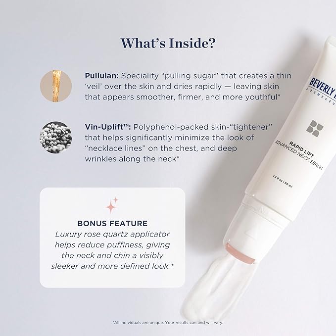 Rapid-Lift Advanced Neck Serum- Reduce Wrinkles & Tone Skin- Anti-Aging Formula for Lifting and Smoothing Sagging Skin on Neck, Chin, & Chest w/Polyphenols- Refreshing Floral Scent