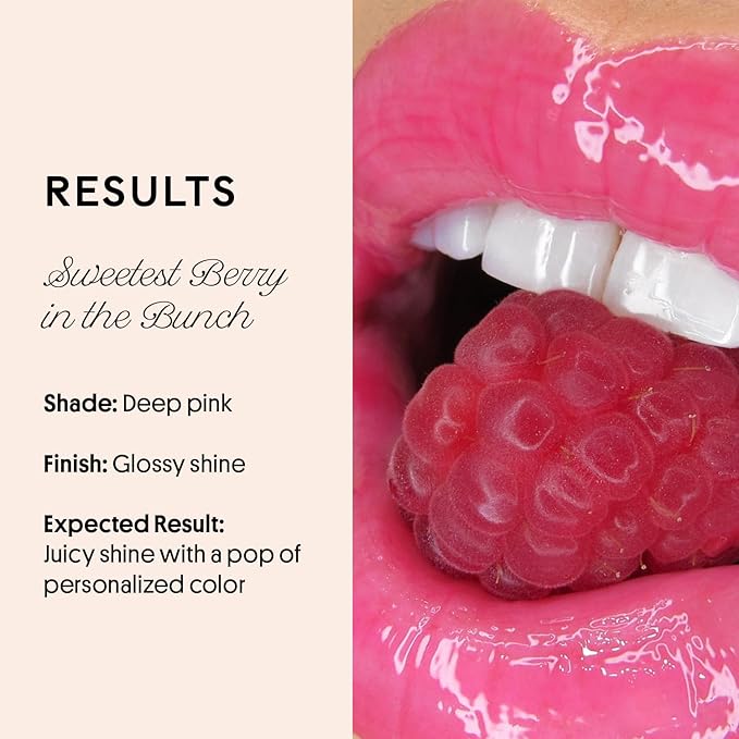 Winky Lux Fruity Gloss pH Lip Stain, Non Sticky Lip Gloss, Tinted Lip Oil, Lip Lacquer, Yummy Fruit Lipgloss, Jojoba Oil for Hydration & Shine, Raspberry