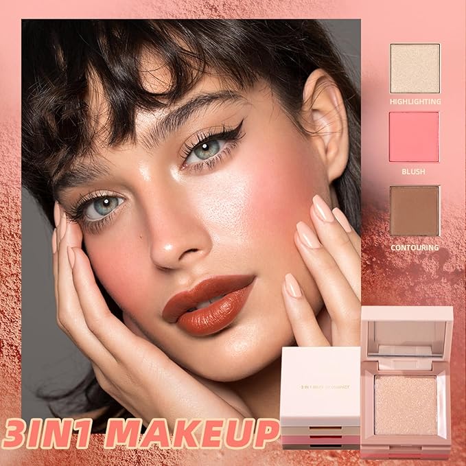3 in 1 Contour Highlighter Blush Makeup Palette,