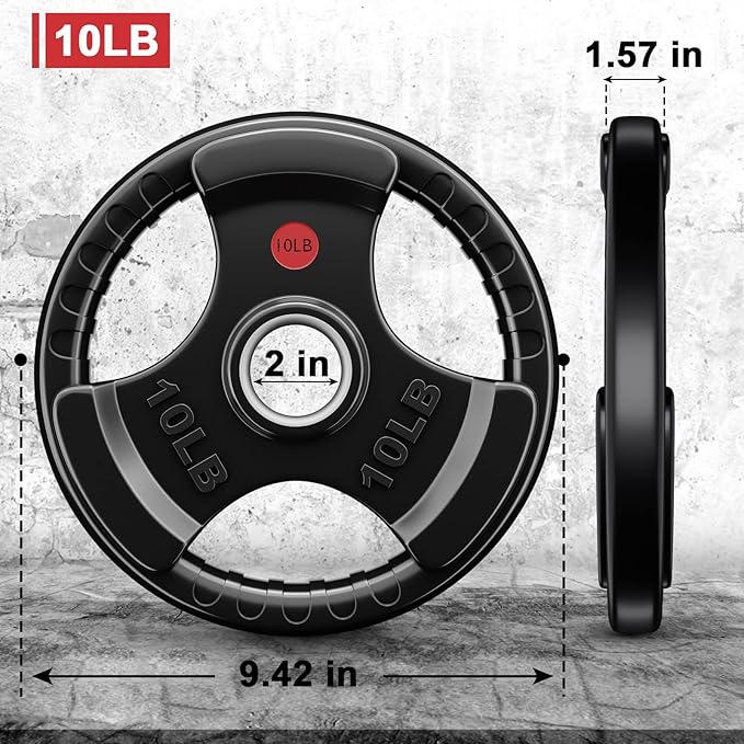 GIKPAL Bumper Plates 2-inch Rubber 10lbs-55lbs