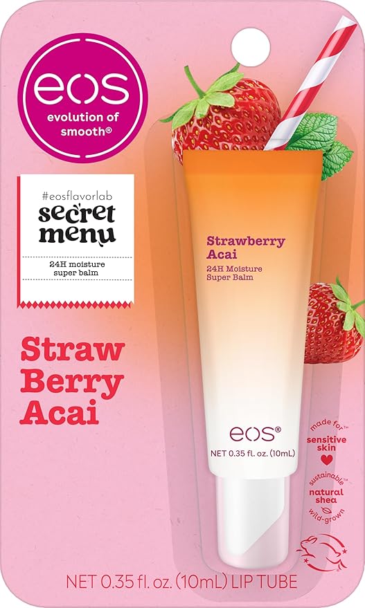 eos 24H Moisture Super Balm - Strawberry Acai, Lip mask, Moisturizing, Lip Treatment, Limited-Edition, 0.35 fl oz