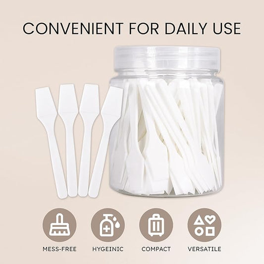 PANA (200 Pieces of White Color Cosmetic Make Up Disposable Plastic 2.5" Spatulas Skin Care Facial Cream Mask Spatula