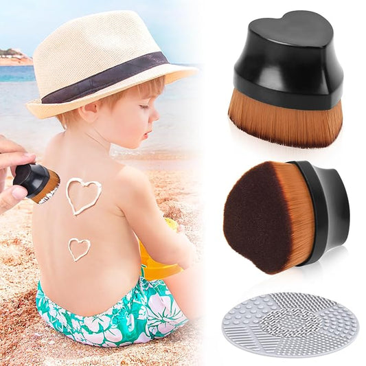 Sunscreen Applicator for Kids, Travel Size and Portable Sunblock Buddy Brush Set, Buddies Sunscreen Applicator with Cleaning Mat, Sun Lotion Applicator Sun Cream Brush Black (2 Pack)