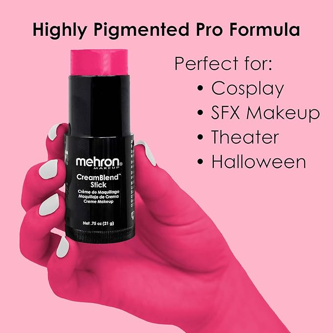 Mehron Makeup CreamBlend Stick | Face Paint, Body g) (Pink) 75 oz