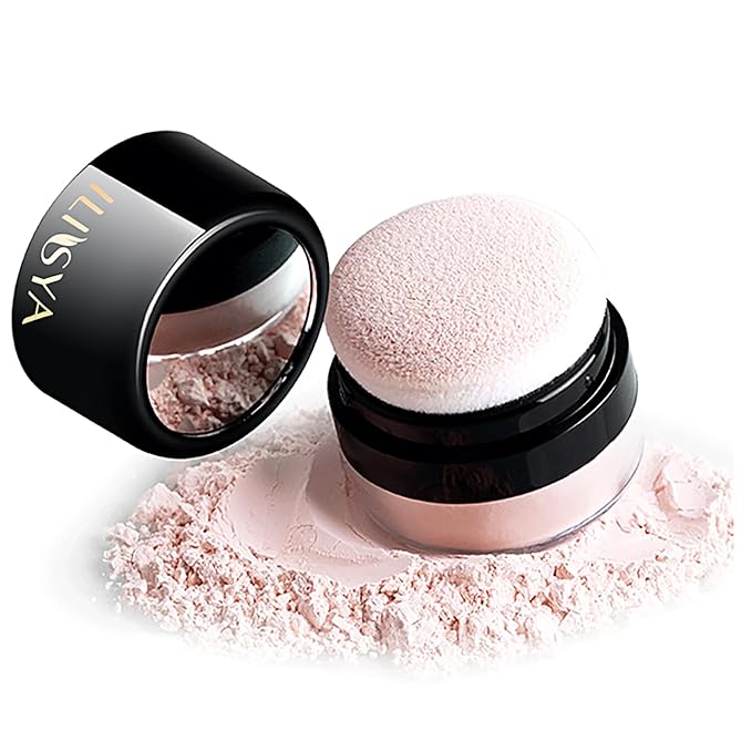Setting Powder Lightweight Loose Powder Finishing Powder Long-Lasting (Soft Pink/Shimmering) 0.28 Oz