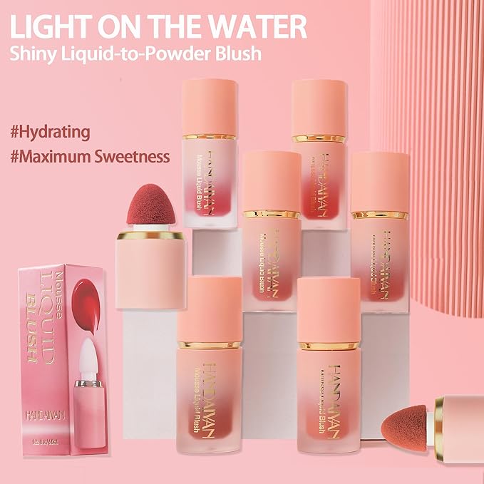 AKARY Mousse Liquid Blush, Soft Cream Makeup Blush, Tint(04#Swipe Rignt)