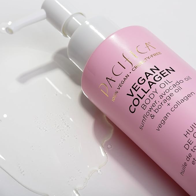 Pacifica Vegan Collagen Body Oil - Moisturizing, Hydrating Massage for Dry Skin, Soft & Radiant Glow, Jasmine Scent, 4 fl oz