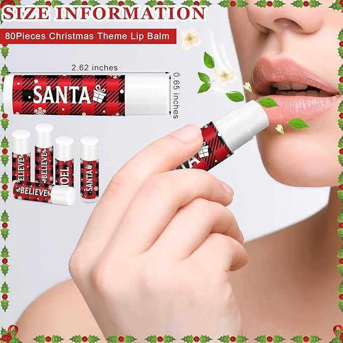 Sosation 80 Pcs Christmas Flavored Lip Stocking