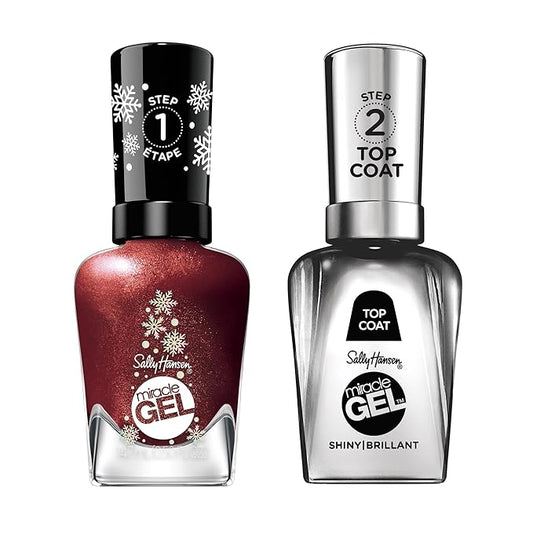 Sally Hansen Miracle Gel, Holiday Duo, Quick Dry, Long Lasting, Opaque, Shimmery Duo Pack Nail Polishes