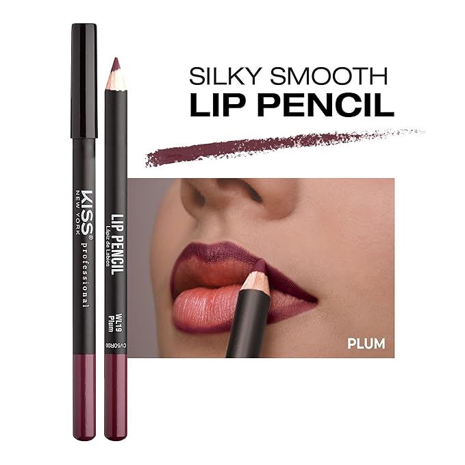 Professional Slim Lip Pencil, Creamy Soft Lip Liner, Smooth Long-Lasting Rich Lip Color, Natural Lip Makeup, Water-Resistant Lip Crayon (Plum)