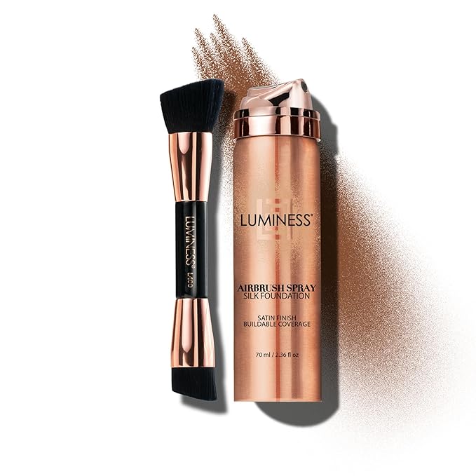 LUMINESS Silk Airbrush Spray Foundation & Buffing Brush Deep Rich)