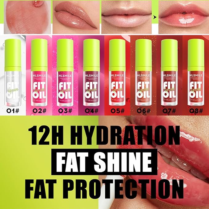 8 Colors Lip Oil Lip Glaze, Big Brush Lip
