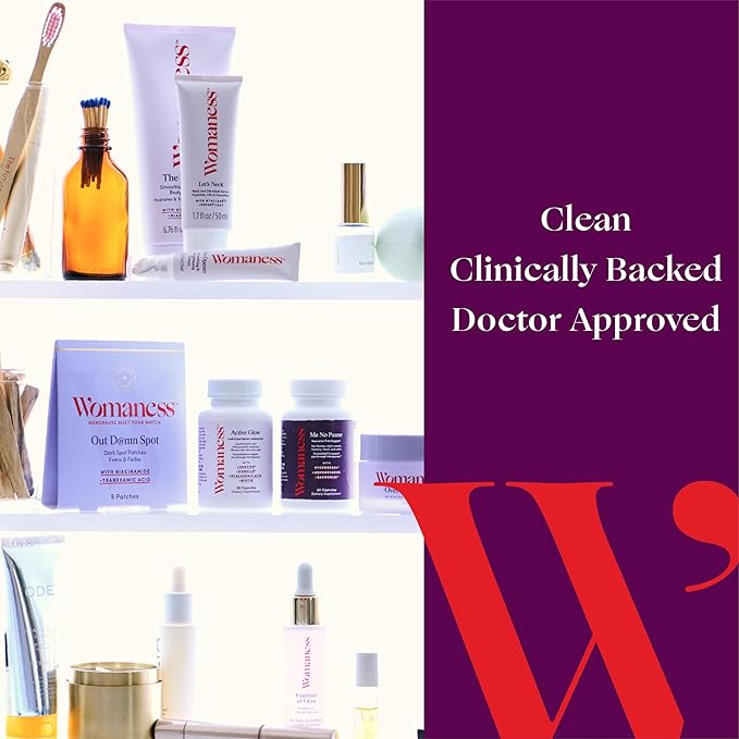 Womaness Fountain of Glow Vitamin C Face Serum - Menopause Support Brightening Serum for Improving Dull & Uneven Skin Tone - 8% Vitamin C + Plant Derived Squalane Oil (30ml)