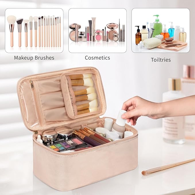 Ocheal makeup bag,vegan leather makeup