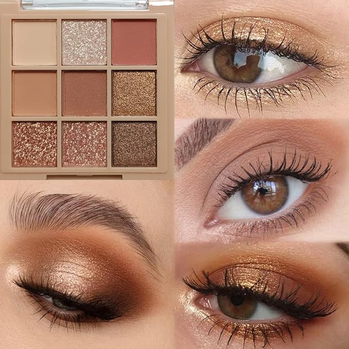 Eyeshadow Palette Makeup- 9 Colors Naked Pink Eyeshadow Palette Matte Shimmer Korean Natural Eye Shadow palettes Highly Pigmented Naturing-Looking Long Lasting (10#)