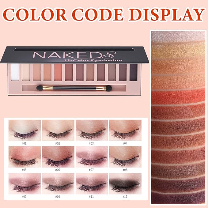 12 Color Naked Eyeshadow Palette,Matte Earth Color Eyeshadow,Natural