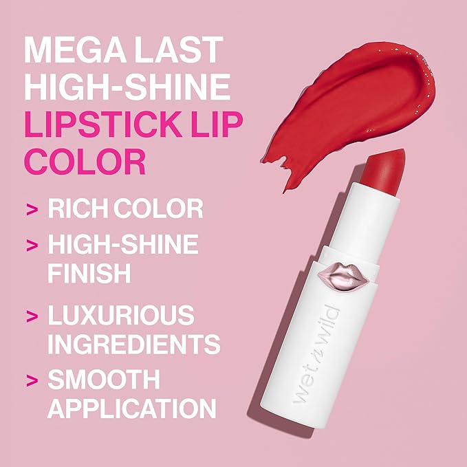wet n wild Lipstick Mega Last High-Shine Lipstick Lip Color Makeup, Rosé And Slay (Pack of 2)