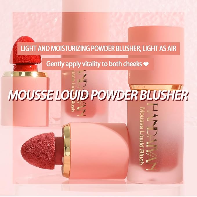 AKARY Mousse Liquid Blush, Soft Cream Makeup Blush, Cheek Tint(03#Coral)