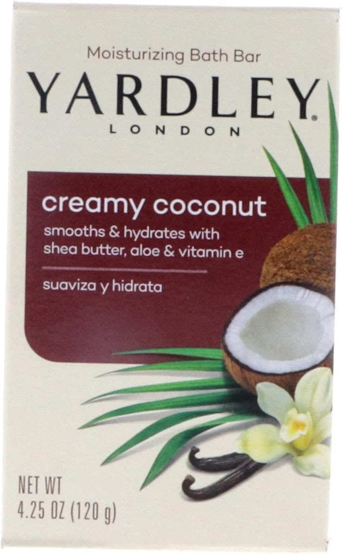 Yardley Creamy Coconut Bath Bar, 4.25 oz Pack of 8