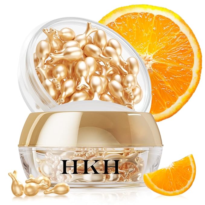 HKH Vitamin C Super Serum for Face - Anti Aging Vitamin E Facial Serum Capsules with Niacinamide, Vit C Serum Oil for Women, Even Skin Tone, Reduce Wrinkles, Moisturise, Travel Friendly (38 Capsules)