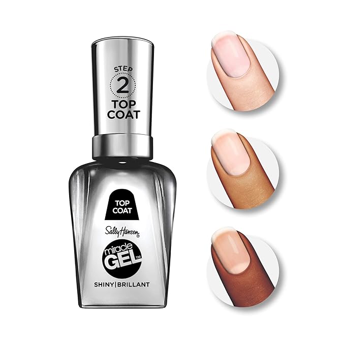 Sally Hansen Miracle Gel™, Shiny Top Coat, Long Lasting, Gel-Like Formula, No UV Lamp Needed, Clear Nail Polish