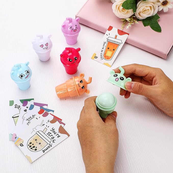 24 Sets Milk Tea Shaped Cute Girls