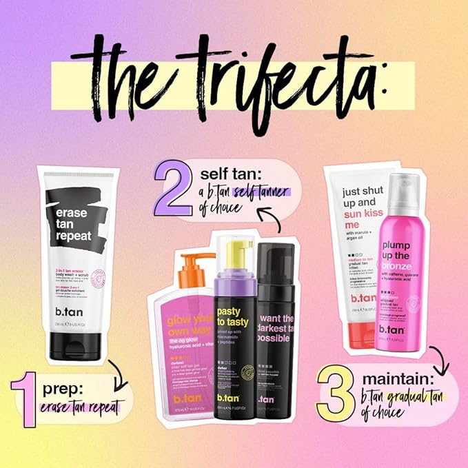 b.tan Dark Self Tanner Mousse | Pasty to Tasty -Best, 1 Hour Express, Hydrating Sunless Tanning Foam, Bronzed Glowy Skin, Face & Body, No Fake Tan Smell, 6.7 Fl Oz