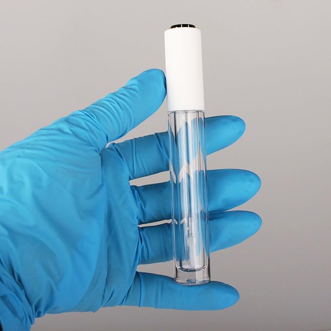 COSIDEA 10pcs Empty Round 4ml 0.13oz lip gloss tubes with soft silicon tip wand Gold white lid Lipgloss tube containers for lip oil packing