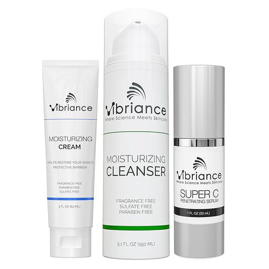 Vibriance Bundle Skincare Set | Super C Serum, Moisturizing Cleanser and Face Cream | Complete Kit for Radiant Beauty