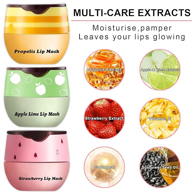 3Pcs Lip Balm Honey Pot Lines