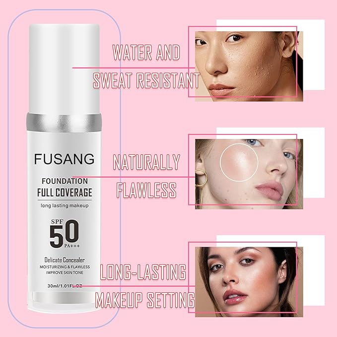 2PCS Color Changing Foundation,Full Coverage Foundation Long Lasting Base A 30ml