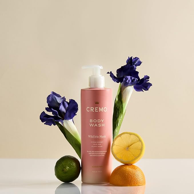 Cremo Wild Iris Musk Skin Moisturizing Body Wash for Women, Notes of Citrus Sorbet, Wild Iris, and Fluffy Musk, 16 Fl Oz