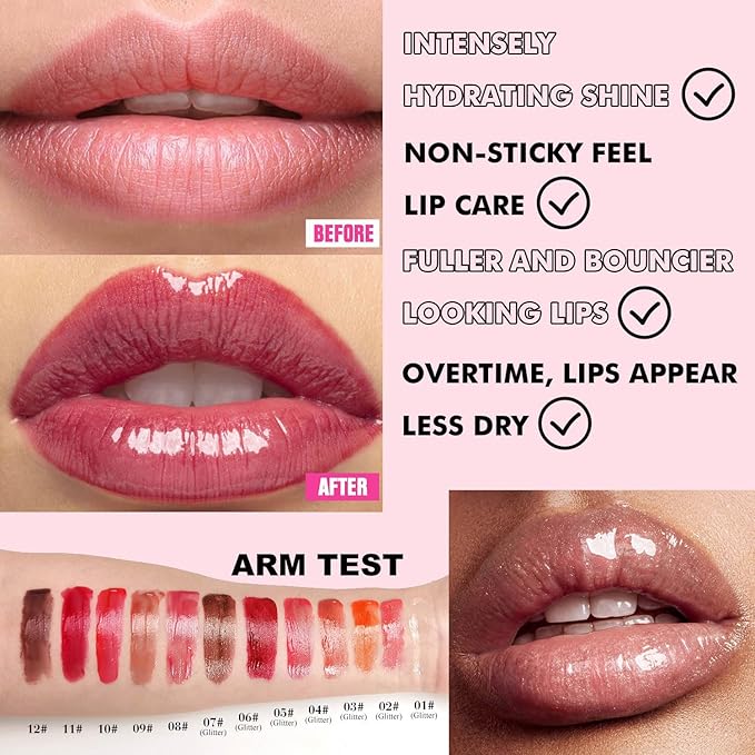 Lip Plumping Gloss Lip Gloss Moisturizing Tinted Lip Gloss Long Lasting Waterproof Hydrating Plumping Lip Oil For Women (11# Black Cherry)