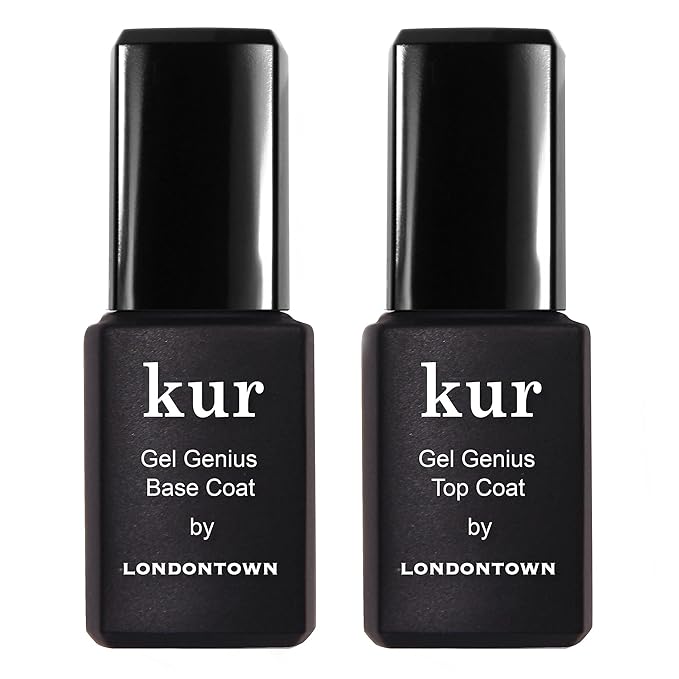LONDONTOWN kur Gel Genius Gel-Like Set, Top Coat & Base Coat Set For Long Lasting Manicure