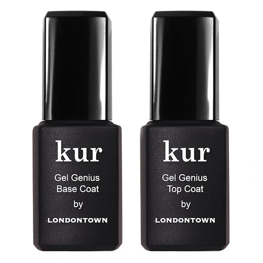 LONDONTOWN kur Gel Genius Gel-Like Set, Top Coat & Base Coat Set For Long Lasting Manicure