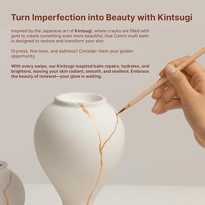 Korean Skincare Multi Balm – Hue Calm Kintsugi Double Essential Balm | Vegan Anti-Aging, Brightening & Hydrating Stick with Shea Butter & Peptides