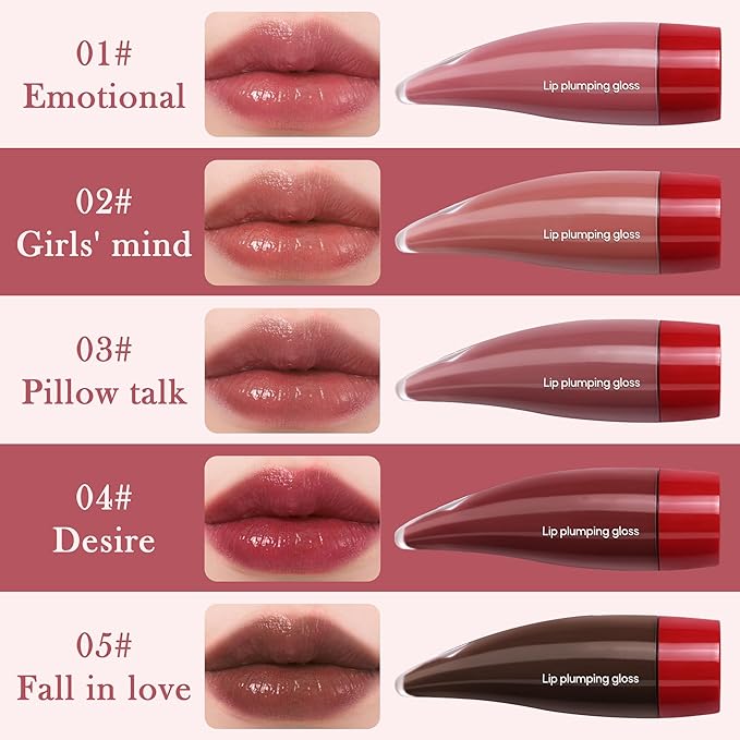 Juicy Lip Plumping Gloss, Orange Tinted Lip Gloss Lip Plumper, Hydrating Moisturizing Lip Tint Stain,Highly Pigmented Shine Glossy Lip Oil, Long-Lasting Lip Gloss For Women Girls Dry Lip Care-02#