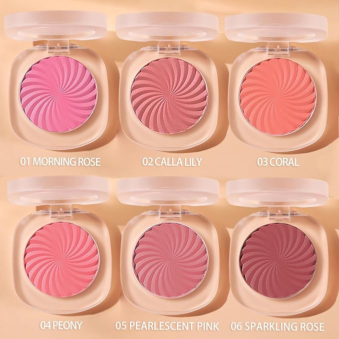 Cheeky Blush Compact for Face Cheeks, Talc Free Blusher Palette, Matte Powder Makeup, Natural Healthy, Mauve Pink Magenta Peach Red, Vegan Cruelty Free